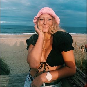 Pink Crochet Bucket Hat